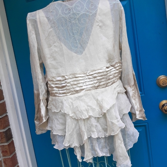 Silk Shirt Bohemian Hippie Shirt Top Flowy Ruffle Top Silk Scarf Shirt Boho Goth - Picture 8 of 8